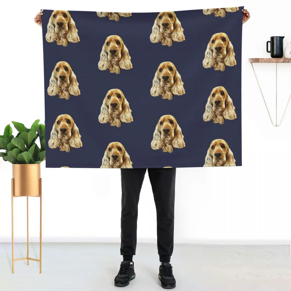 Gold Cocker Spaniel Throw Blanket bed plaid Flannel Vintage Giant Sofa heavy to sleep Blankets Sofas Of Decoration Blankets