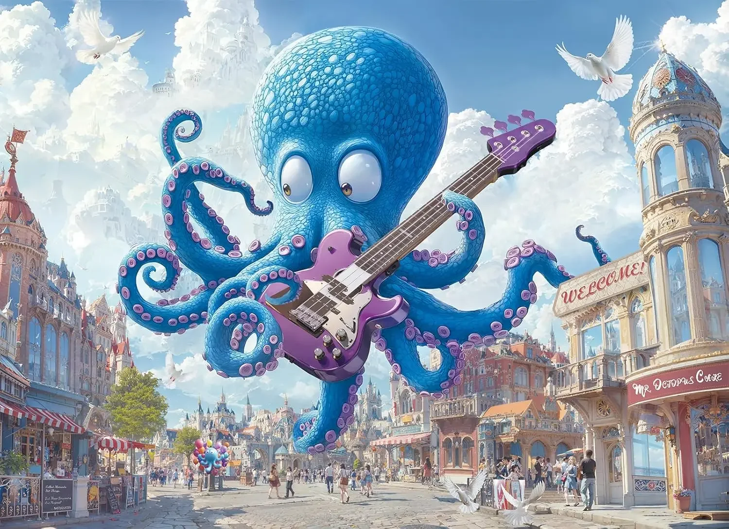 

Anime Octopus Puzzles 1000/500/300 Pcs Jigsaw Puzzles Challenging Family Activity Floor Games for Gameroom Bedroom Livingroom