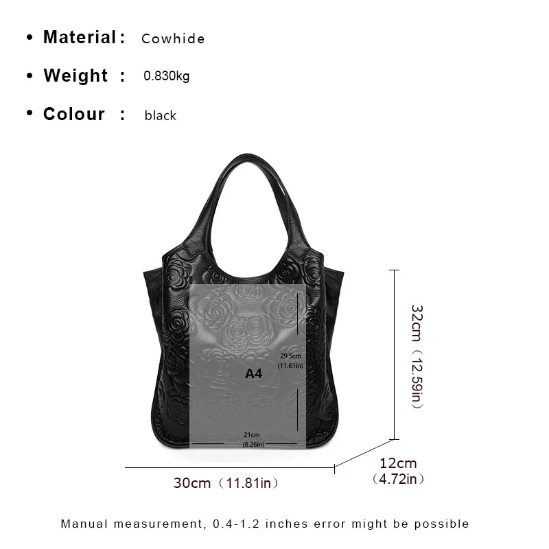 2024 New Women\'s Handbag Fashion Versatile Cowhide Printed Large Capacity Commuter Shoulder Bag