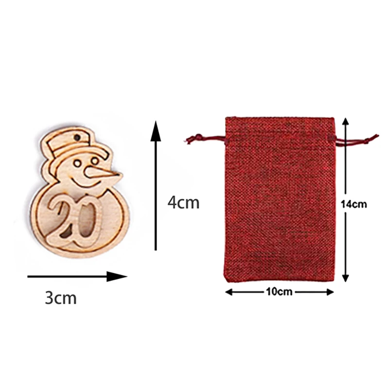 DIY Numbers Christmas Gift Bag With Christmas Number Wooden Card Countdown Ornament Christmas Gift Bags Candy Storage Pouches