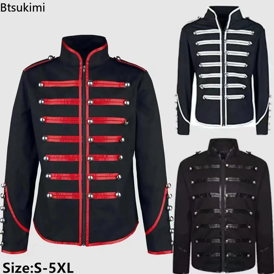 

2025 Men's Medieval Steampunk Gothic Tops Jacket Vintage Stand Collar Cosplay Costume Rock Frock Coats Male Retro Punk Jackets