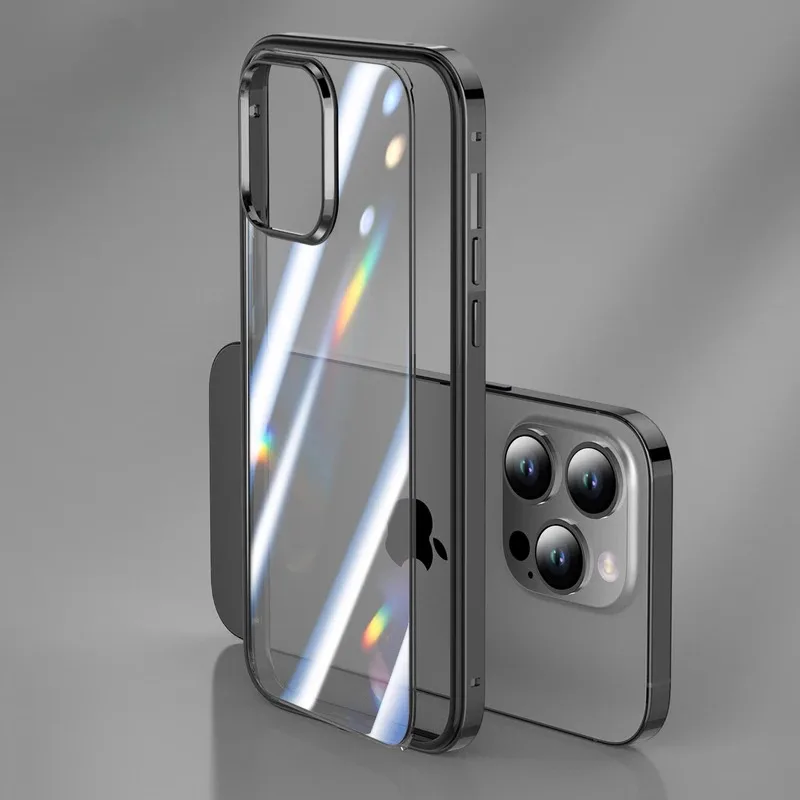 

iPhone Pro Max Case - Military - Grade 2 - in - 1. Shockproof Alloy Bumper, Scratch - Resistant Clear Back. PC + TPU, Anti