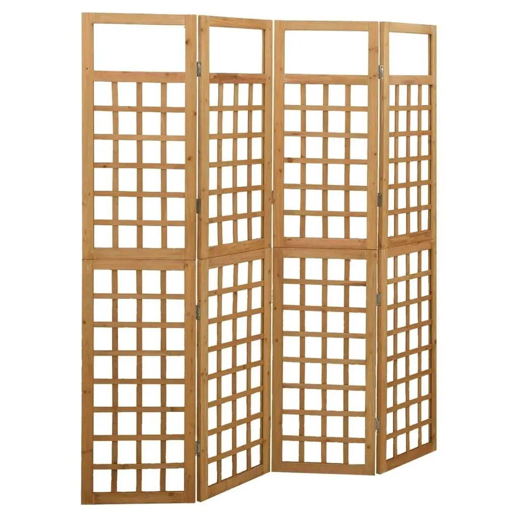 4-Panel Room Divider Trellis - Solid Fir Wood, 161x180 cm Privacy Screen