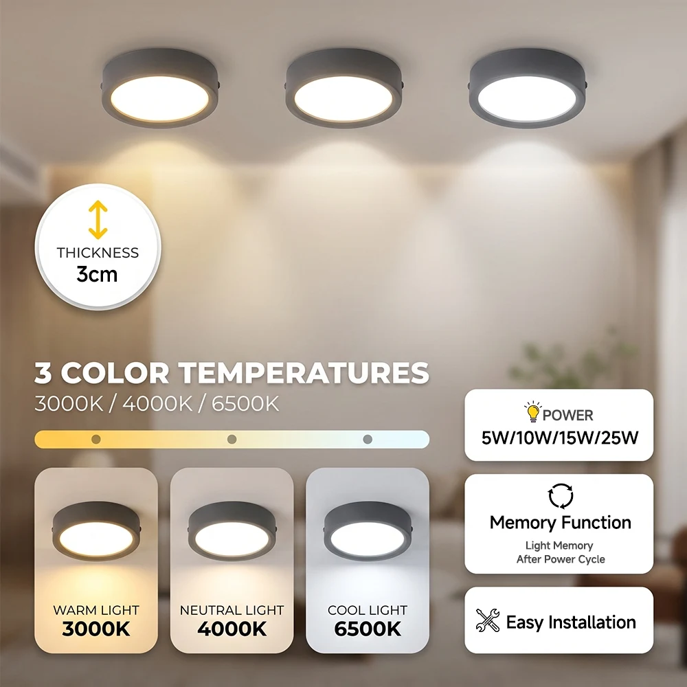 Tri-color Led Down Lights Ceiling Lights spot light Surface Mounted Led Lamp 5W 10W 15W 25W Room Bedroom light Indoor Lighting