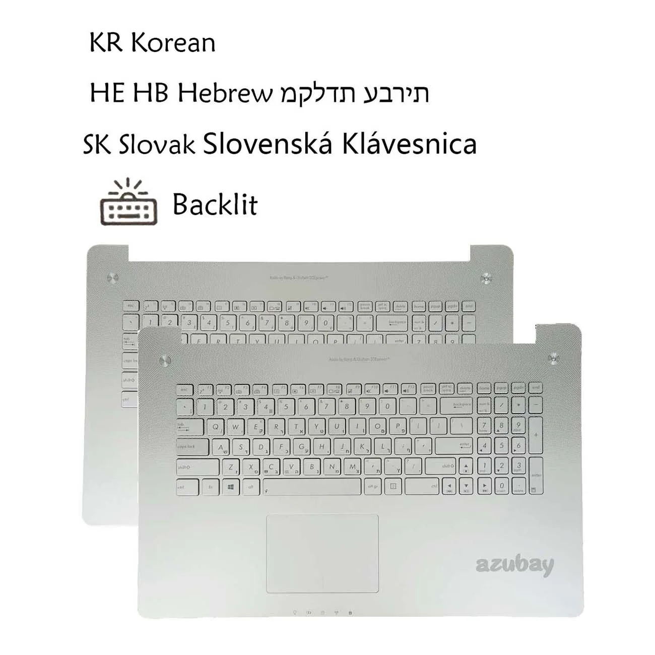 Hebrew Slovak Korean Keyboard W/ Palmrest Case Top Cover For Asus R552JK R552JV R552LF Q550LF,NSK-UPN09 Backlit / No, Silver