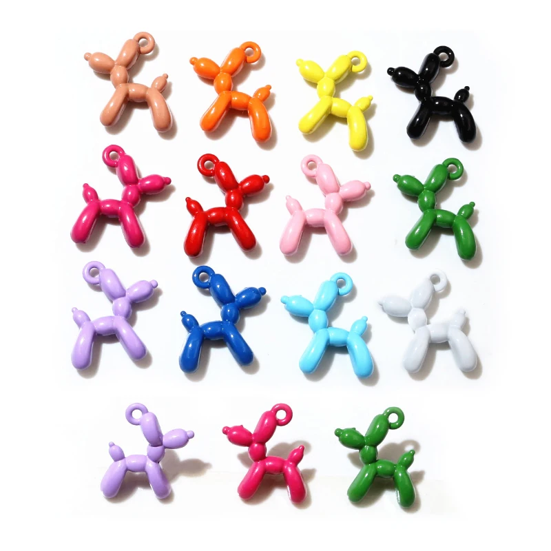 10pcs 19x14mm 3D Balloon Dog Metal Charms Pendant Multi-colors Mixed DIY Jewelry Making Findings Accessories Necklace Earring