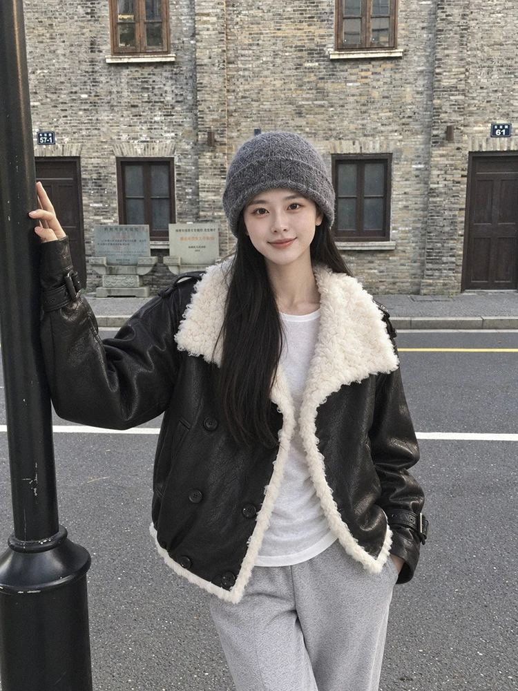 Winter Big Collar Fur Integrated Parka Down Jacket Women White Duck Down Double-breasted Outwears Female Loose Warm Down Jacket
