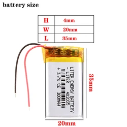 3.7 V baterie litowo-polimerowe, 042035,402035, 300 mah MP3 MP4't w MP5 małe zabawki