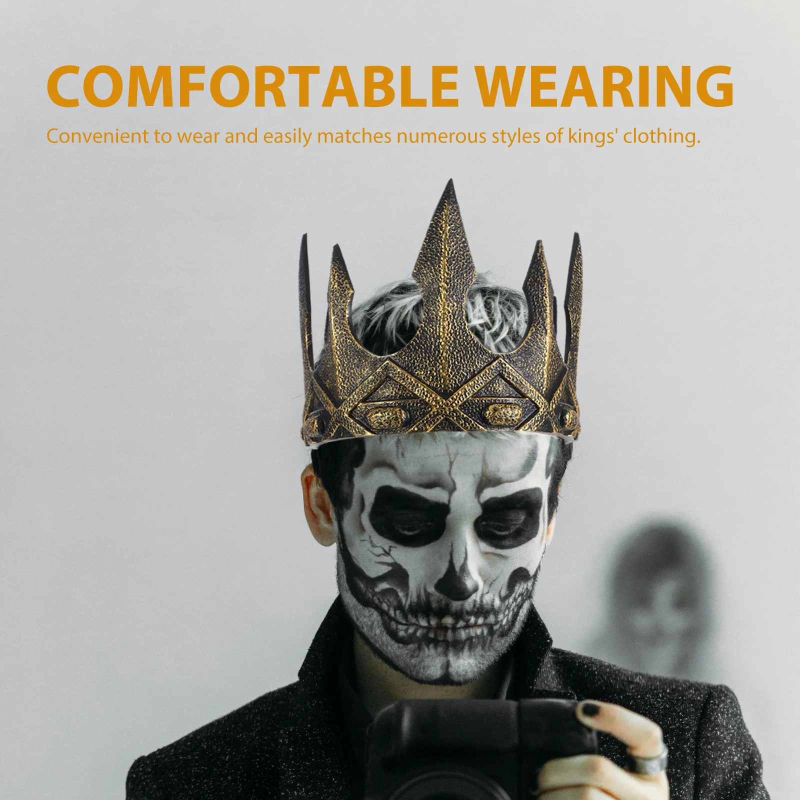 

2Pcs Mens Crown for King Special Occasions Halloween Cosplay Stage Prop Medieval Crown King Crowns for Men Crowns