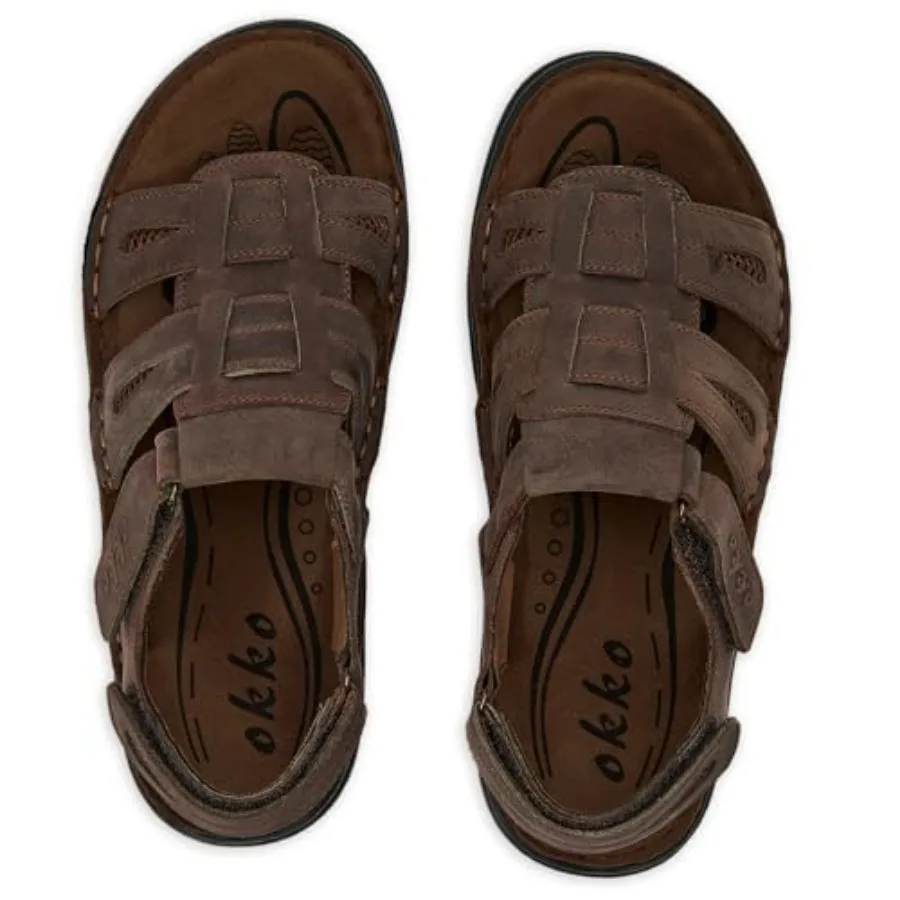 Genuine Leather Mens Open Toe Fisherman Sandals