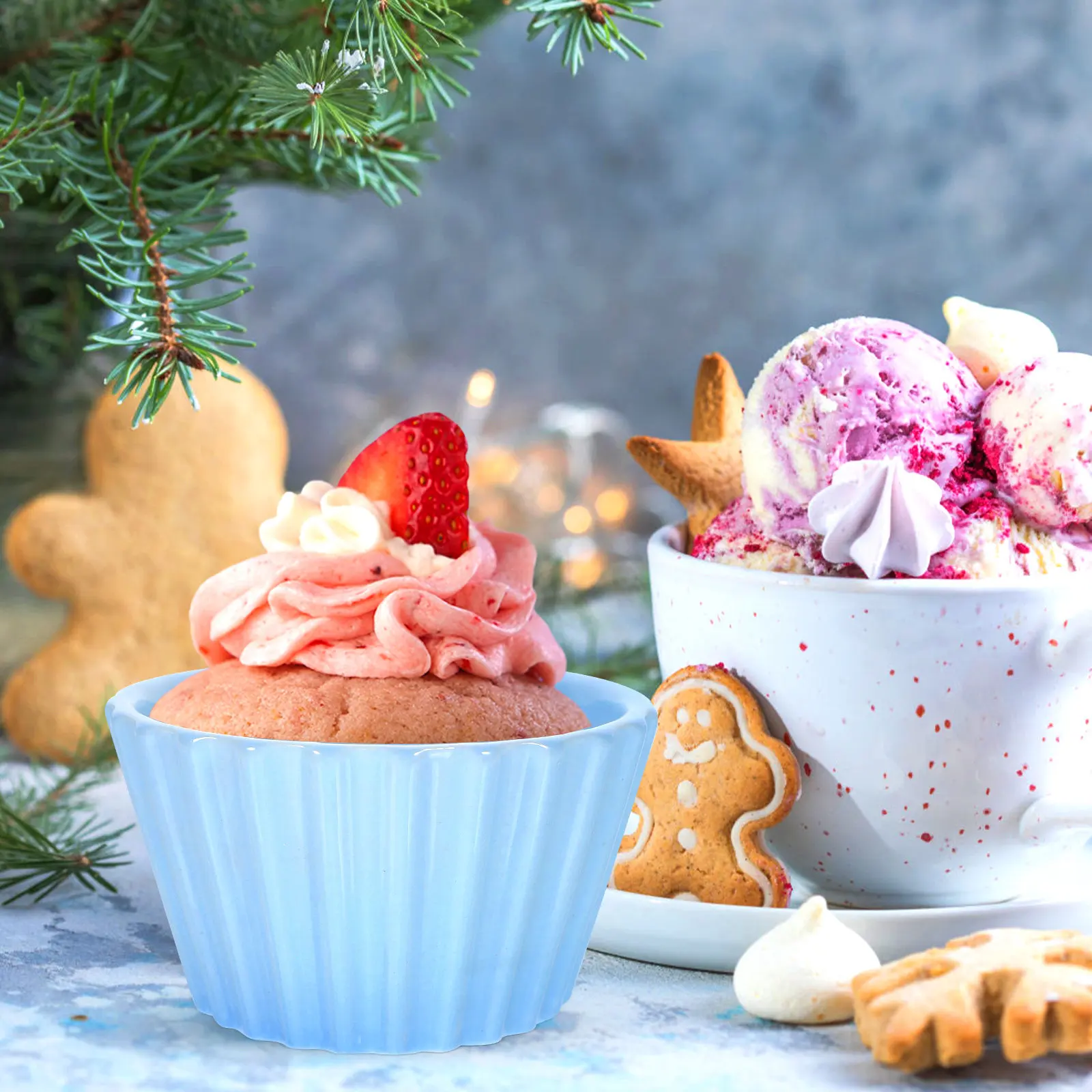 

2Pcs Small Baking Ramekin Ceramic Dessert Cups Reusable Oven Microwave Safe Baking Bowls for Home Kitchen Restaurant Use