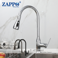 ZAPPO Kitchen Faucet with Pull Down Sprayer Single Level High Kitchen Sink Faucets 360 Swivel Chrome Finish Kitchen Faucet Mixer