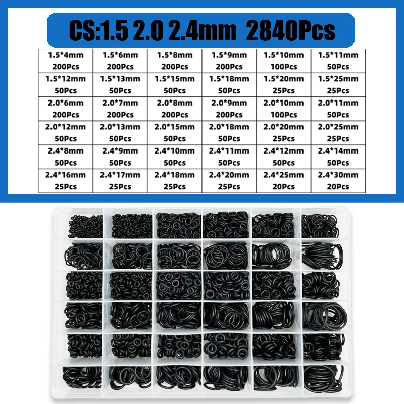 Insgesamt 3200 O-Ring CS1,0–3,1 mm Dichtungsscheibe, schwarzer NBR-O-Ring, Kfz-Reparatur, Sanitärdichtungen, ölbeständig, hohe Temperatur – Detail 9