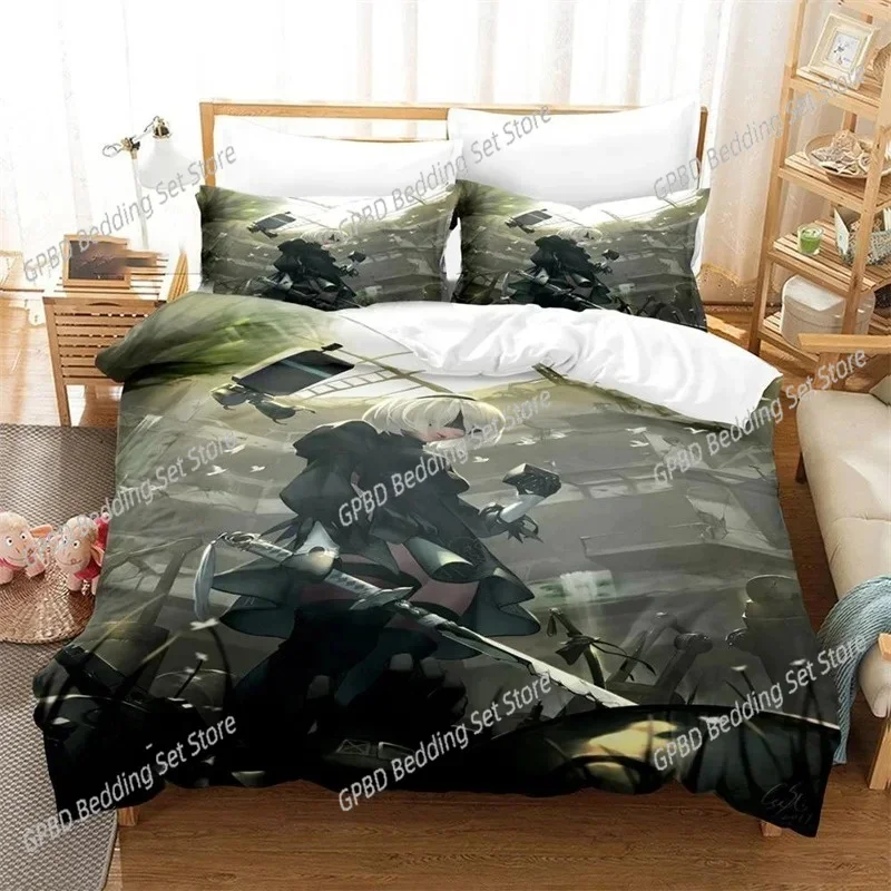 

Game NieR Automata YoRHa No.2 Type B 2B Comfortable Duvet Cover Pillowcase Bedding Set Children Bedroom Decoration Home Textile