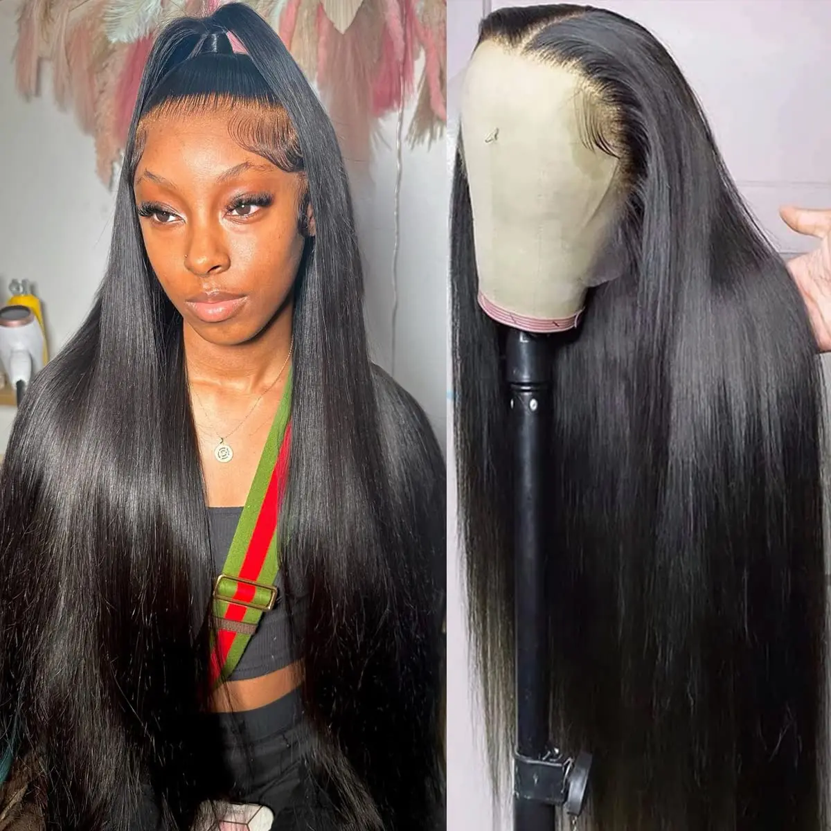 

Hd Lace Frontal Wig 13x6 Lace Front Wig Human Hair 30Inch Bone Straight Transparent Lace Human Hair Wigs HD Lace 5x5 Closure Wig