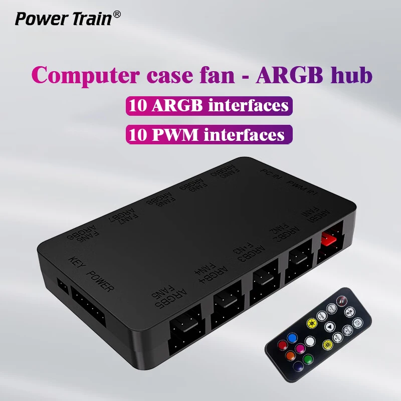 Power train Z-H10 2 in 1 ARGB/PWM HUB SATA Power Interface 5 Ports 5V 3pin ARGB and 5 Ports 4pin PWM HUB Fan HUB Controller