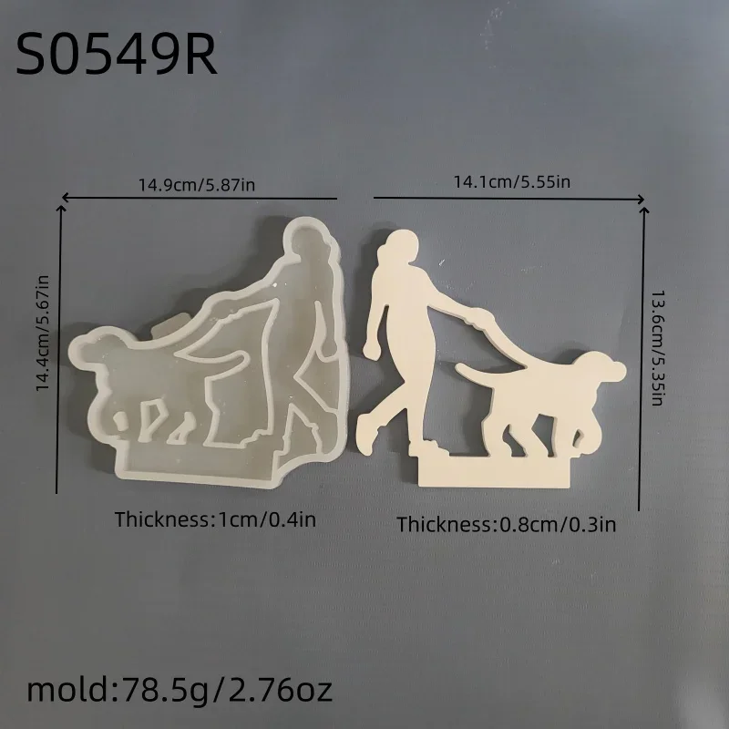 Women Walking Dog Plugin Silicone Mold DIY Cement Gypsum Candle Base Desktop Ornament Resin Epoxy Mold Home Decoration Storage