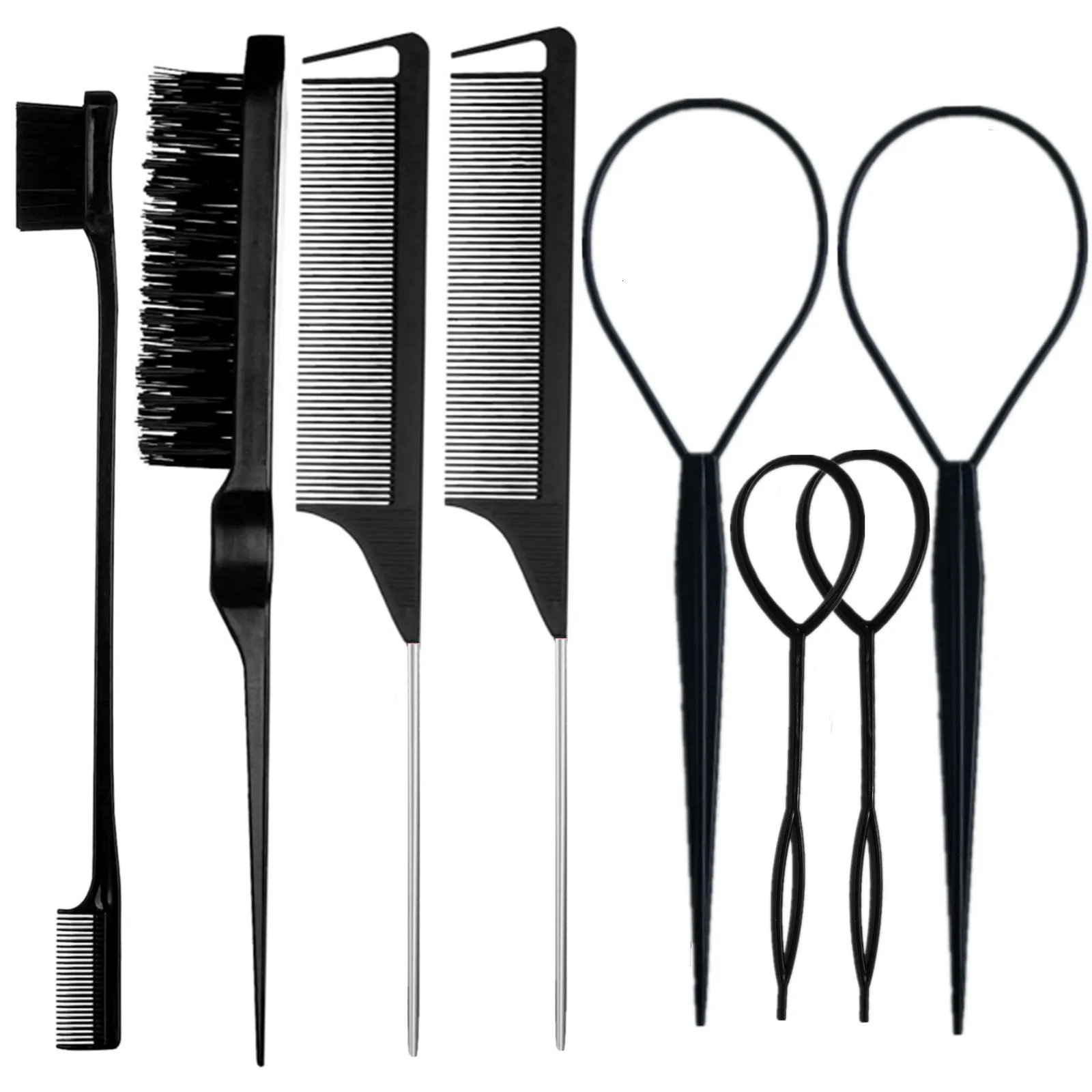 Hair Perm Partition Comb Eight-piece Set Stainless Steel