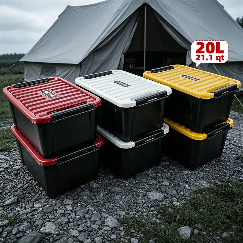 EKOA 3 Pack 20L/21QT Heavy Duty Storage Box with Lid, Stackable Plastic Storage Bins with Secure Latches & Reinforced