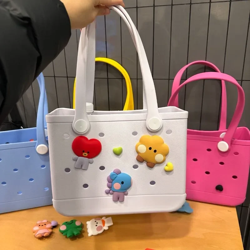 BT21 Tata Chimmy DIY Eva Beach Bag Beach Storage Bag Stylish Outdoor Small Anime Kawaii Waterproof Grocery Shopping Basket Gifts