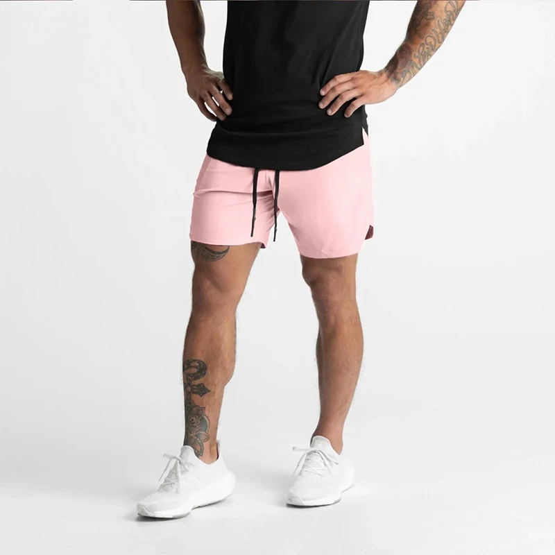 2025 New Men's Shorts Single-Layer Woven Quick Dry Solid Color Running Fitness Sports Casual American Fifth Pants Comfortable