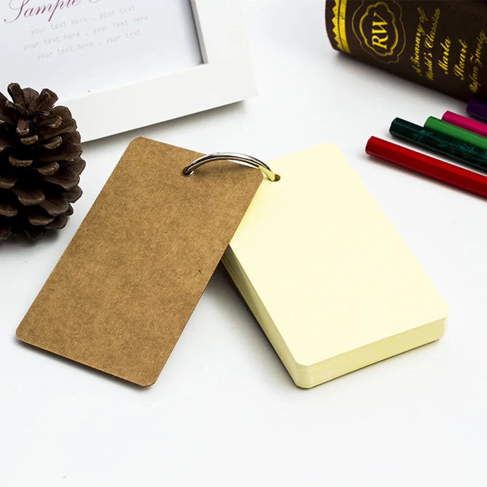 6Pcs Blank DIY Alphabet Cards 9x5.5cm Portable Refillable Binder Ring Notepads School Office Literacy Message Memo Pads