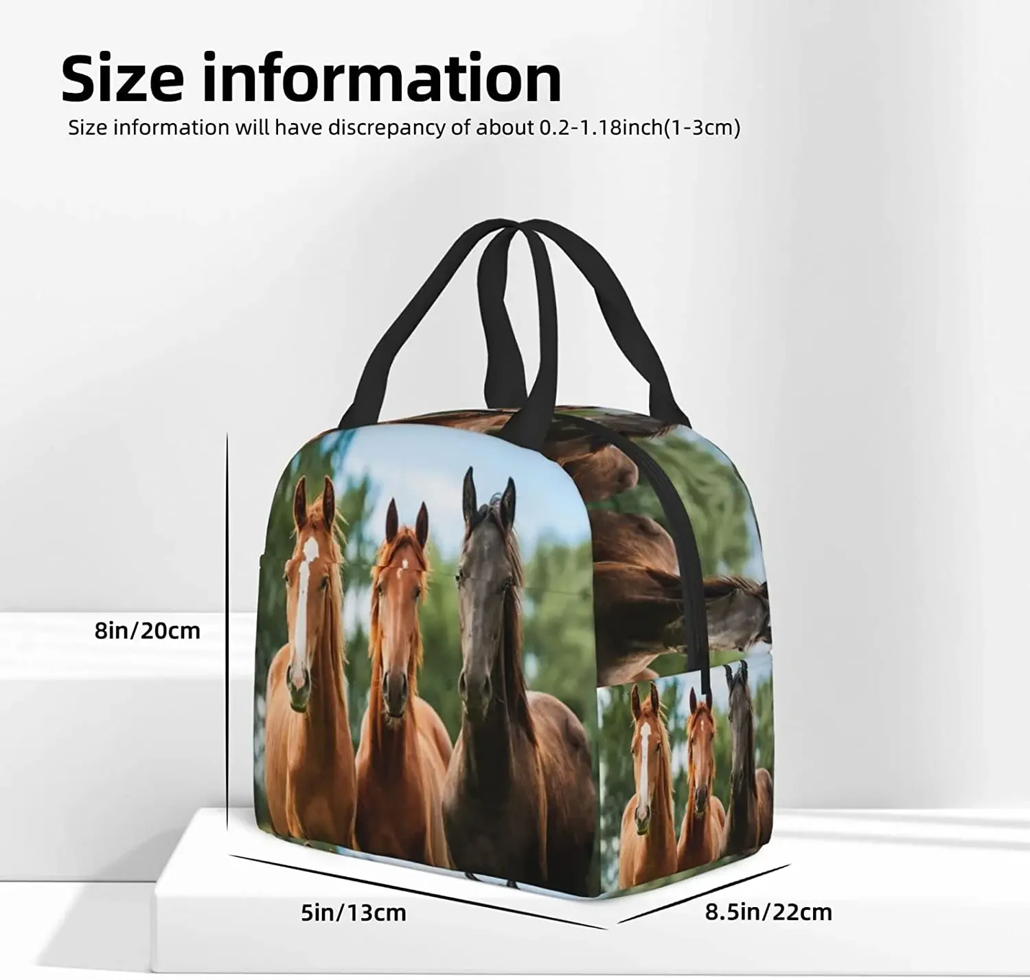 Horses Lunch Box Insulated Lunch Bags for Kids Boys Girls Reusable Lunch Tote Bags, Perfect for School Camping Hiking Picnic