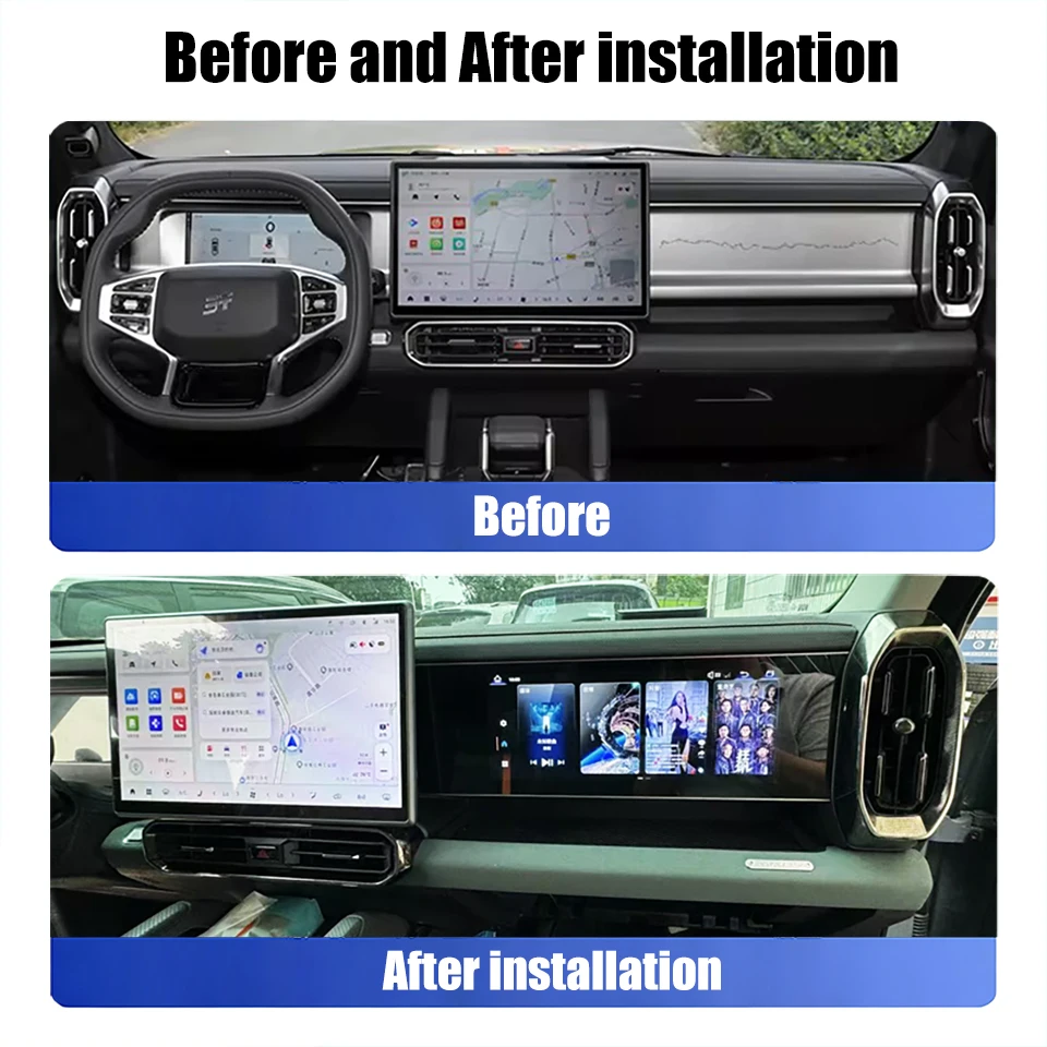 12.3Inch Jetour Traveler/Shanhai T2 Passenger Entertainment Screen Multimedia Player Touch 64GB Android 12 CarPlay Plug and Play
