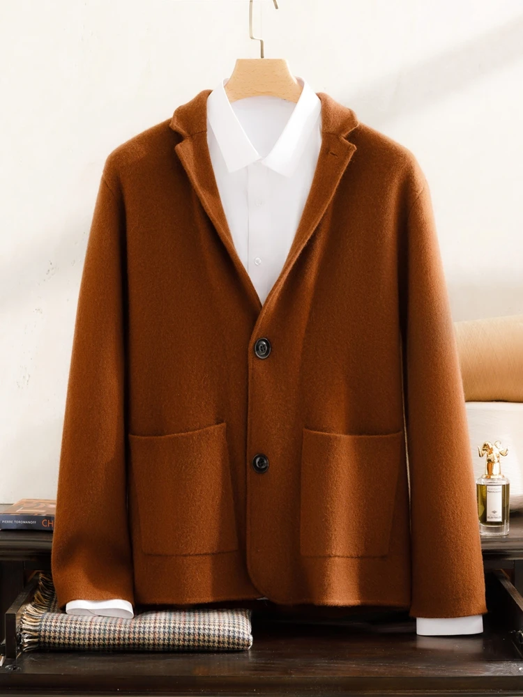 

CHICUU мужской костюм из 100% кашемира, кардиган, брюки-карандаш, комплект, толщина, свитер, брюки, осенне-зимний кашемировый трикотажный комплект