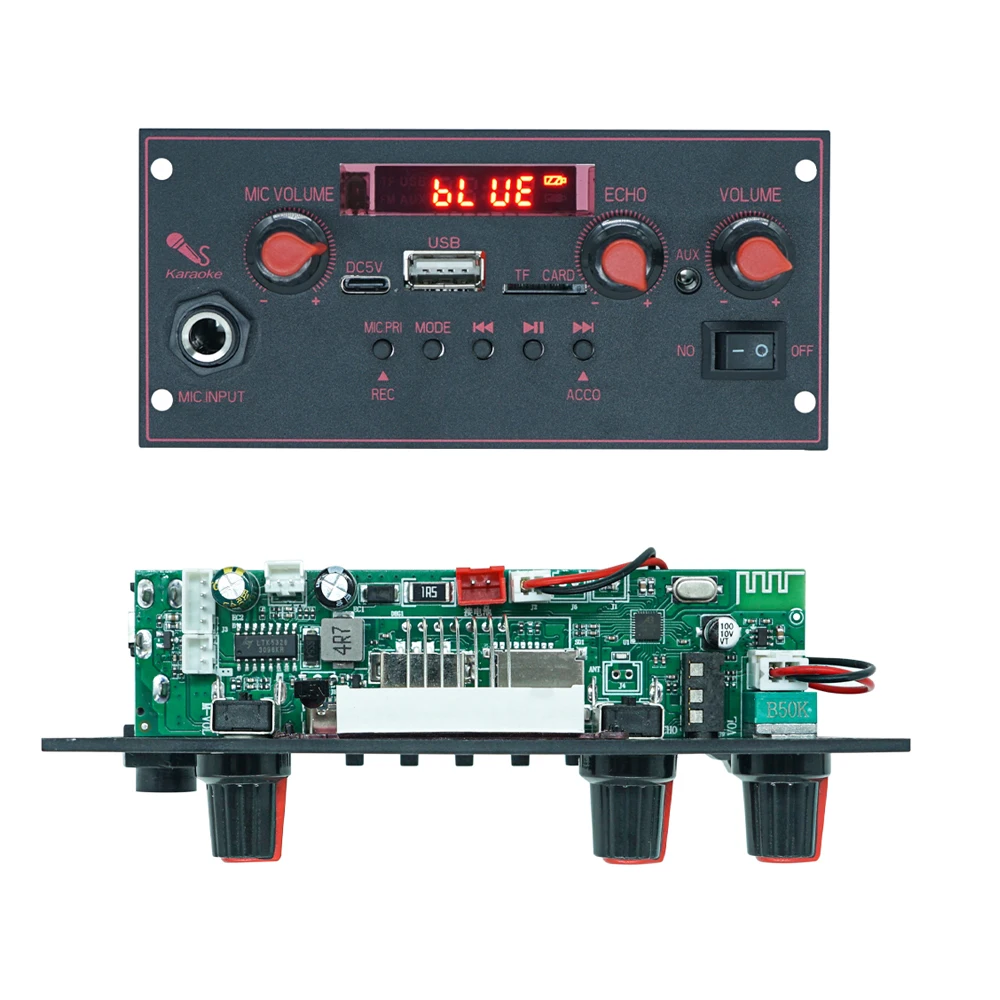 DC 5V 2 X 10W Amplifier Bluetooth Decoder Board 6.5mm Microphone FM Radio TF USB Car Audio Music Player Speakers Volume Control