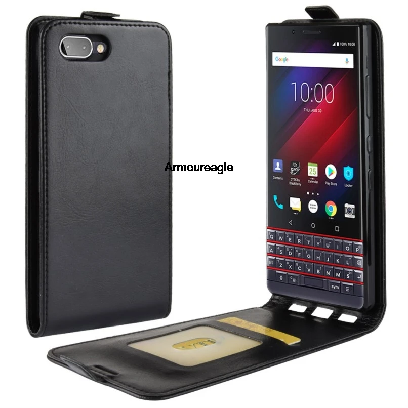 Black Vertical Case Guard On For BlackBerry Key 2 / 2 LE / 2 Lite Magnetic Flip PU Leather Card Holder Soft Back Phone Cover