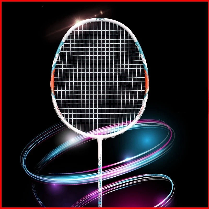 Adult Both Offensive and Defensive Training Badminton Racquet 8U Carbon Fiber Strong Anti-torsion Super Light Badminton Racquet