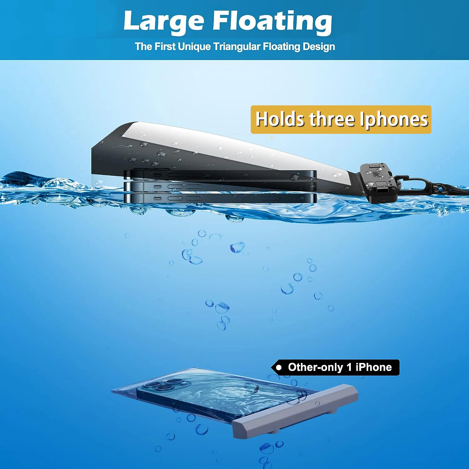 Large Floating Waterproof Bag Case Float Pouch Holder Phone Dry Bag with Lanyard Zip Lock Seal Swimming Pool for iPhone Samsung