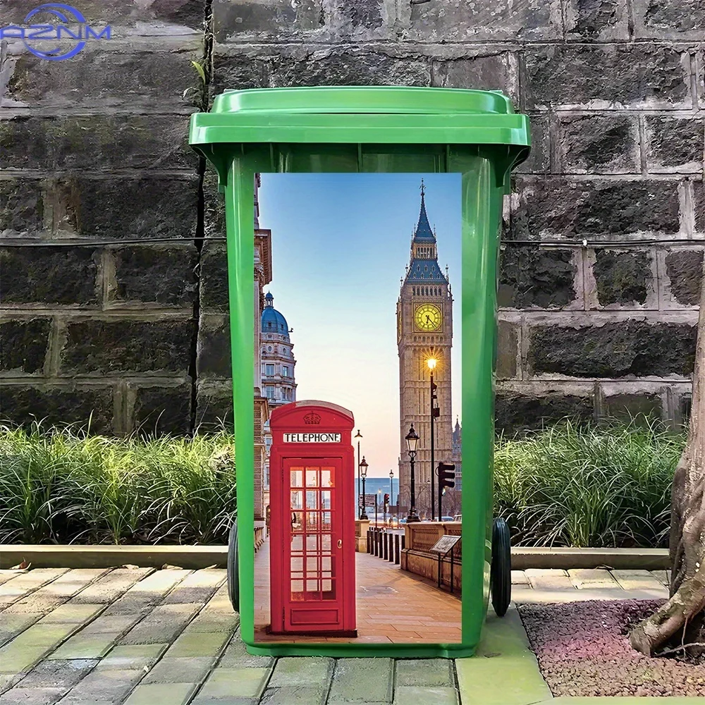 2DA Single Piece of a Cityscape Design Featuring Red Telephone Boxes And Big Ben on The Streets of London - a  Adhesive Sticke