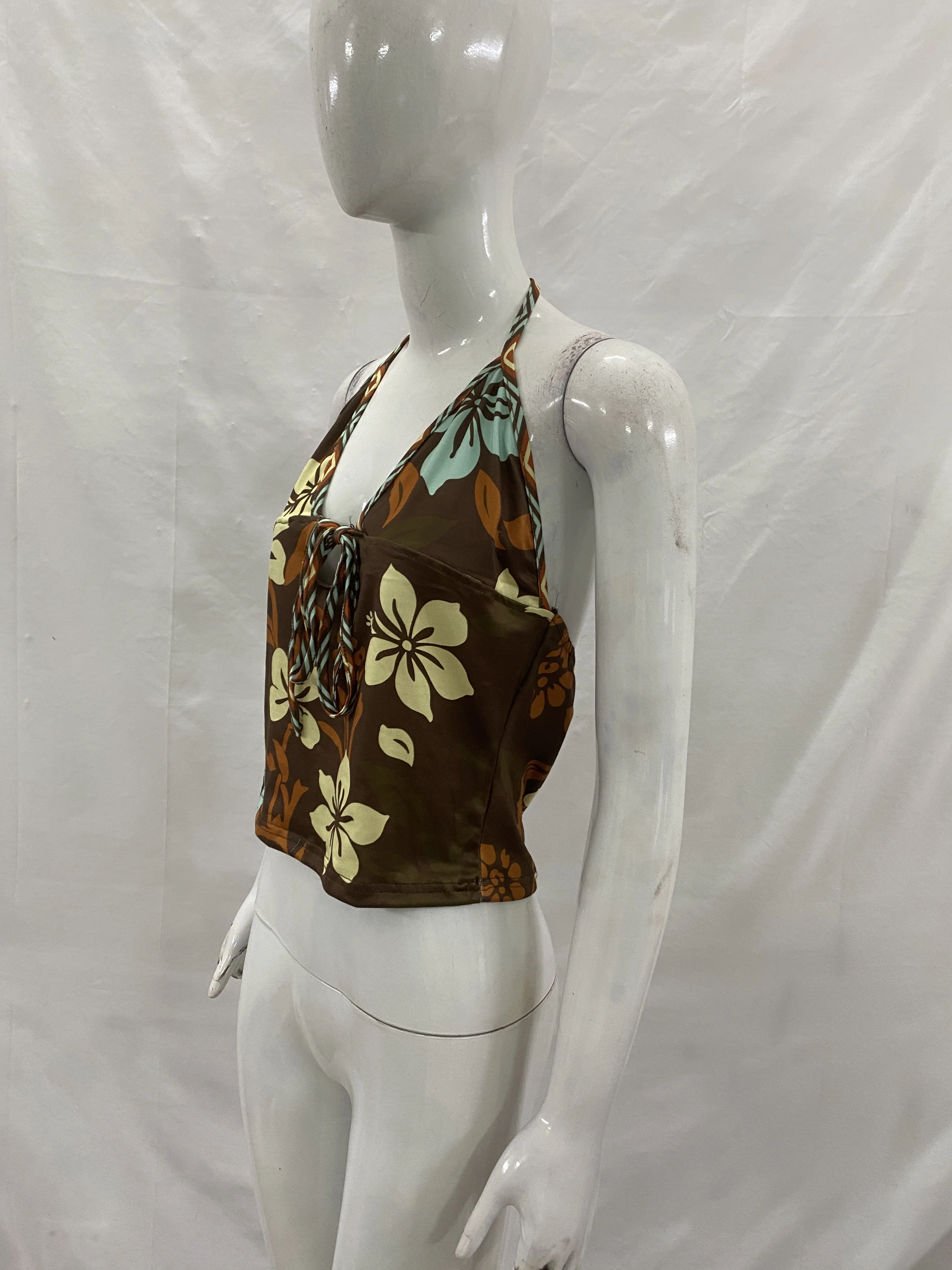 Damen Neckholder-Bikini-Set Zweiteiliger Badeanzug mit seitlichem Bindeband Design Sommer Strand Urlaub Küstenresort Outfit Alltag – Detail 12