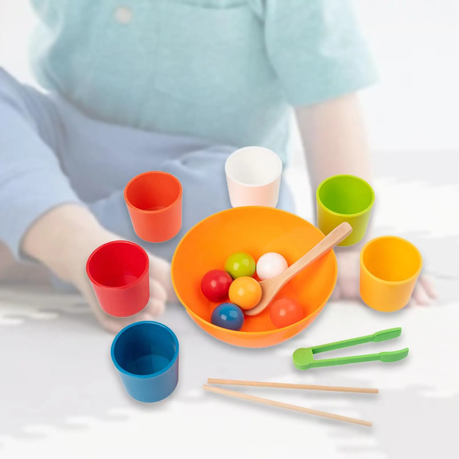 Rainbow Balls in Cups Montessori Toy Training Logical Thinking Early Education