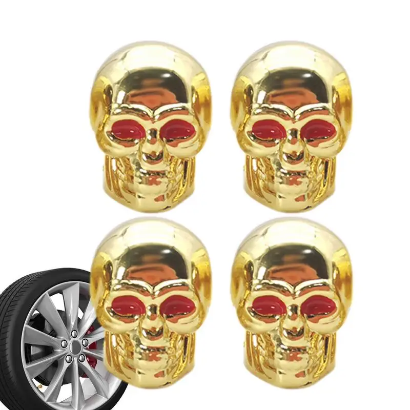 4Pcs/Set Car Skull Style Antirust Copper Core Motorcycle Bike Car Wheel Tyre Tires Valve Stem Caps Motorcycle Accessories