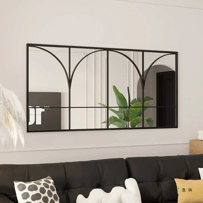French upper wall wall hanging decorative mirror entrance guest dining room sofa background false window artistic mirror