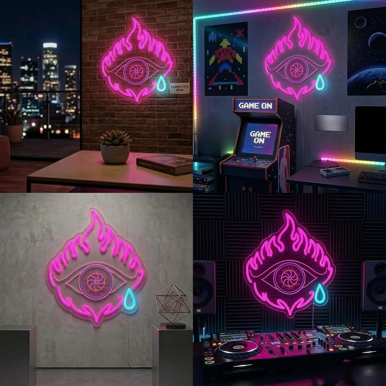 Evil Eye Neon Sign Mystical Pink LED Neon Light Christmas Bedroom Wall Decor Spiritual Boho Room Xmas Gift LED Atmosphere Light