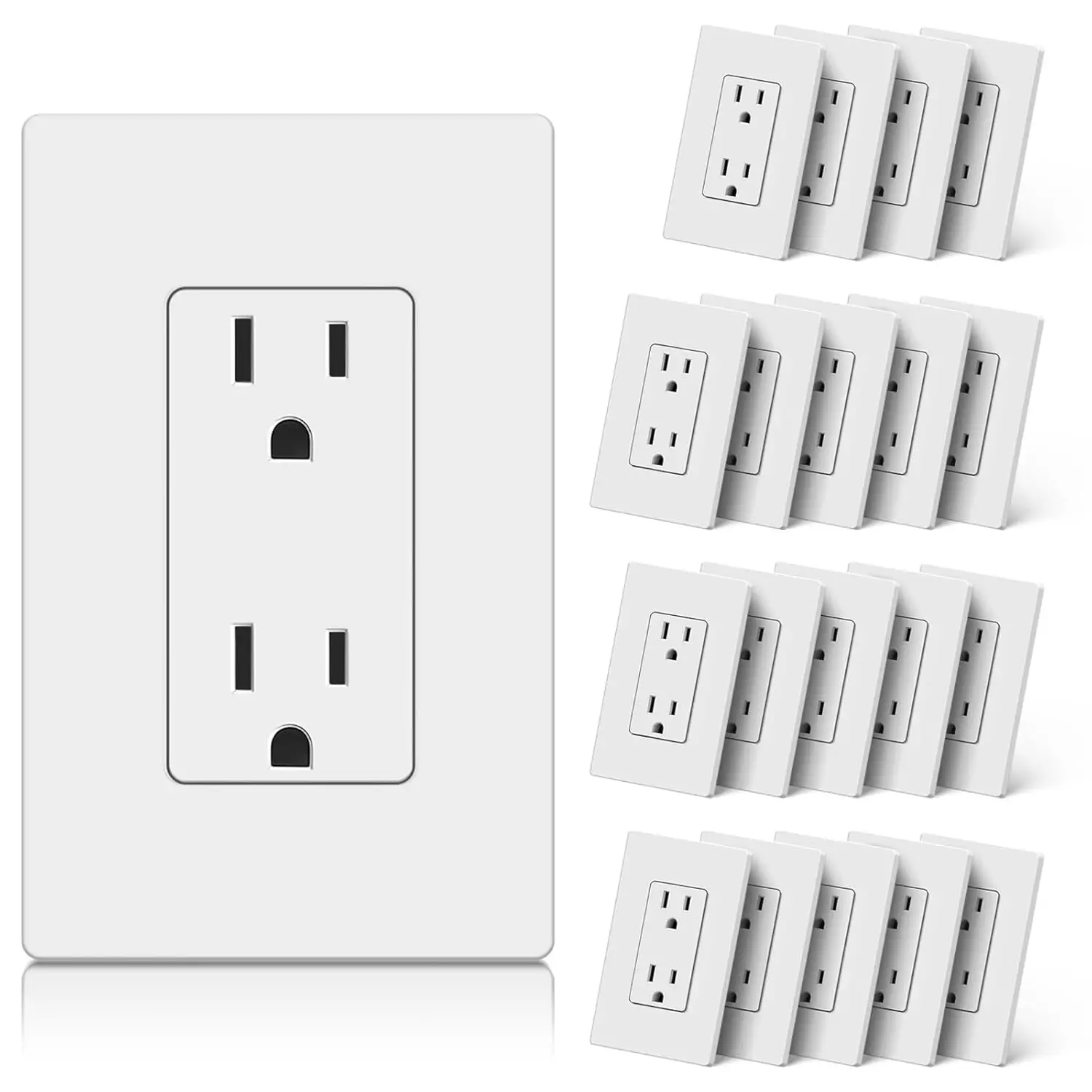 

Cml 15 Amp Decorator Receptacle Outlet, 20 Pa Standard Electrical Outlet With Screwl Wall Plate, Non-Tamper Resistant, 15A