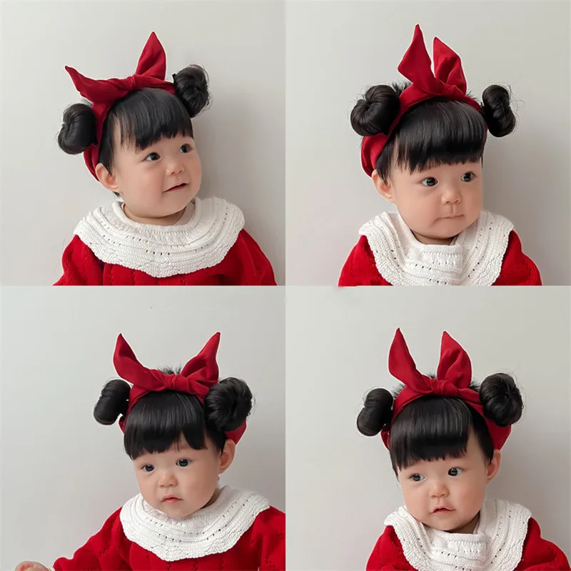 Hair Accessories Fashion Cute Newborn Children Kids Girls Bow Hair Wig Hat Hairpiece 0-1Y Infant Baby Girl Headbands Headwear