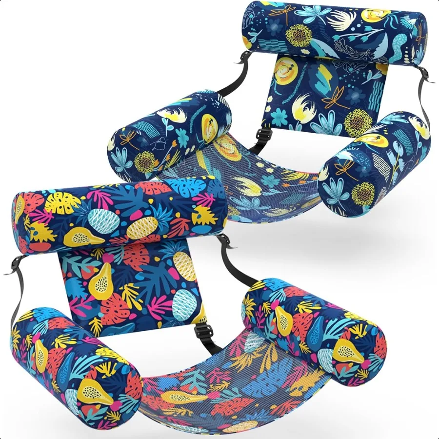 

Pool Floats Adult 2 Packs Fabric Iatable Hammock Pool Lounge Chairs Blow up Pool Floats for Adults Hawaii Flower Pattern Floats
