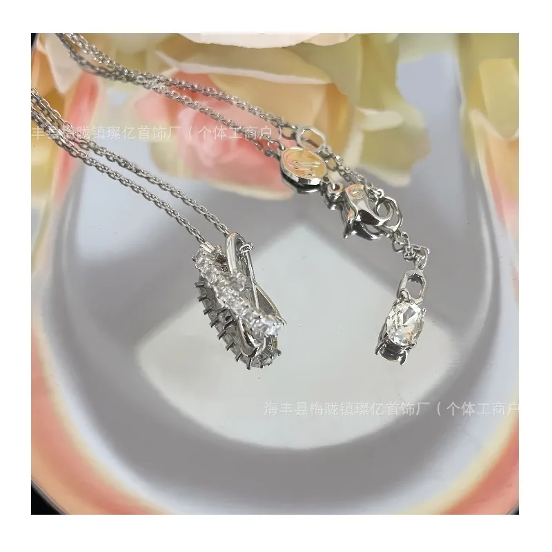 

Shijia's New Product Series Full of Diamonds Inlaid Pendant Intersects with Love Necklace, Women's High-end Sense of Light Luxur