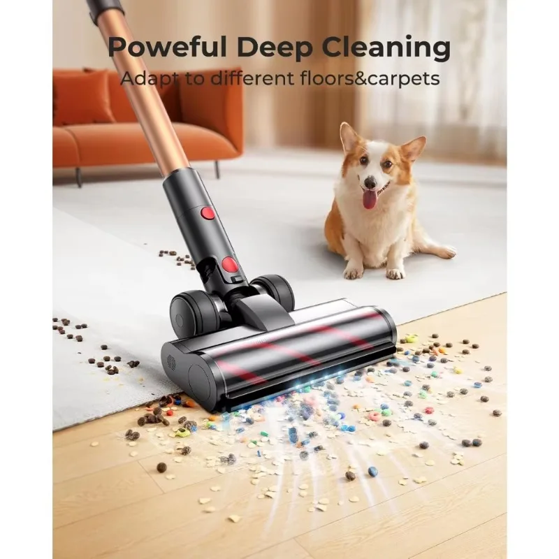 Cordless Vacuum Cleaner 550W/45Kpa, Stick Vacuum Cleaners 60 Mins Max Runtime with Charging Dock, Self-Standing Handheld Vacuum