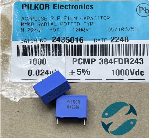

30pcs/lot Original PILKOR film capacitor 384MMKP 24NF 1000V 243J 1KV 0.024UF 5% 17.4X6.7X12.9mm P15MM free shipping
