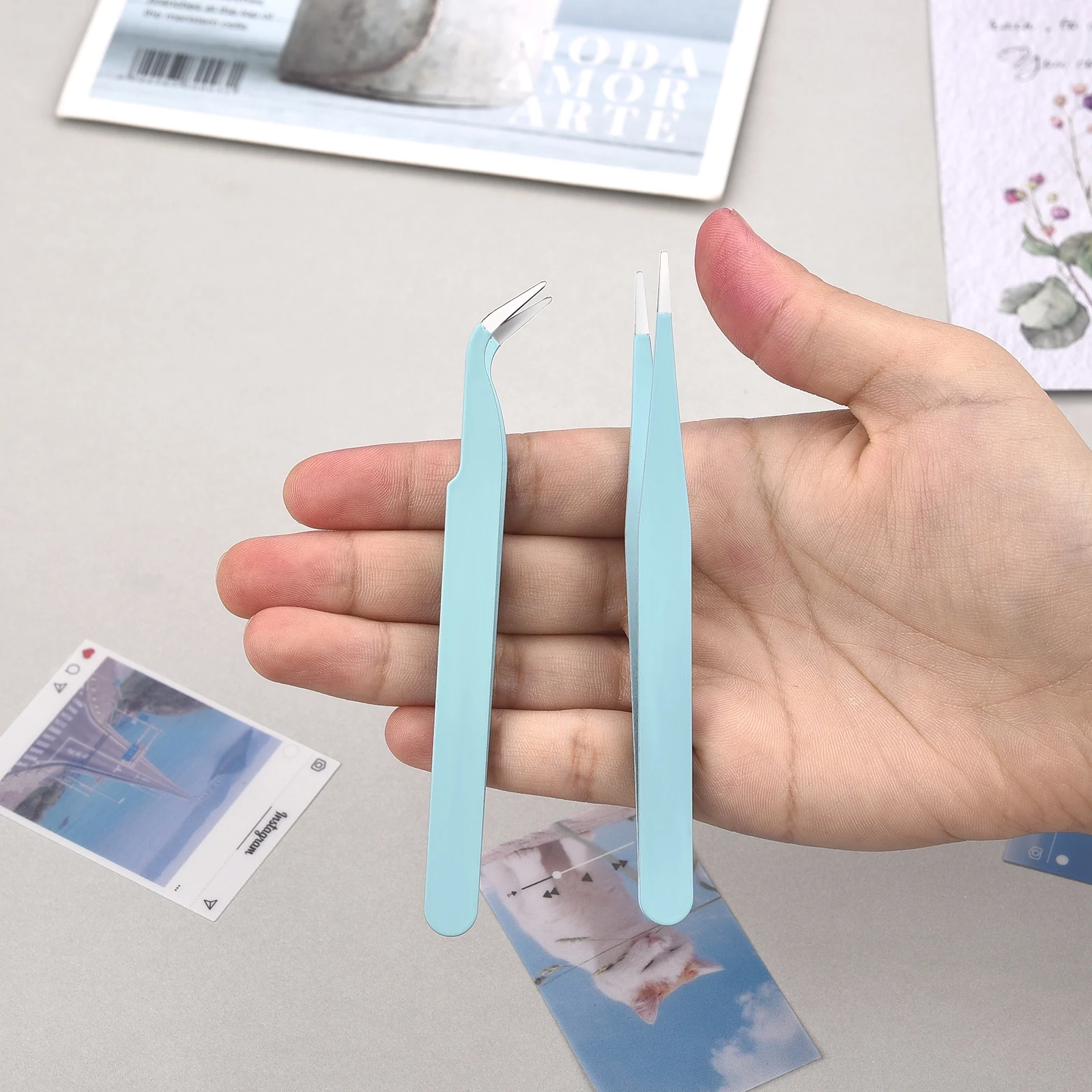 1/2pcs Stainless Steel Tweezers Straight And Curved Head Tweezers Color For DIY Candle Making Scrapbook Tweezers Handmade - Image 4