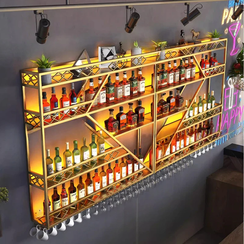 Drink Showcase Furnitures Bottle Storage Display Cabinet Bar Salon Wall Restaurant Armario Para Vinos Industrial Traditional