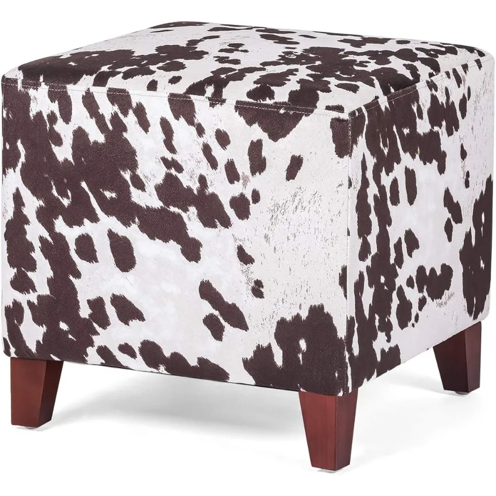 

Small Foot Stool Ottoman, 16.3" Linen Cube Ottoman Foot Rest with Wood Legs, Upholstered Ottomans Footstool for Living Room