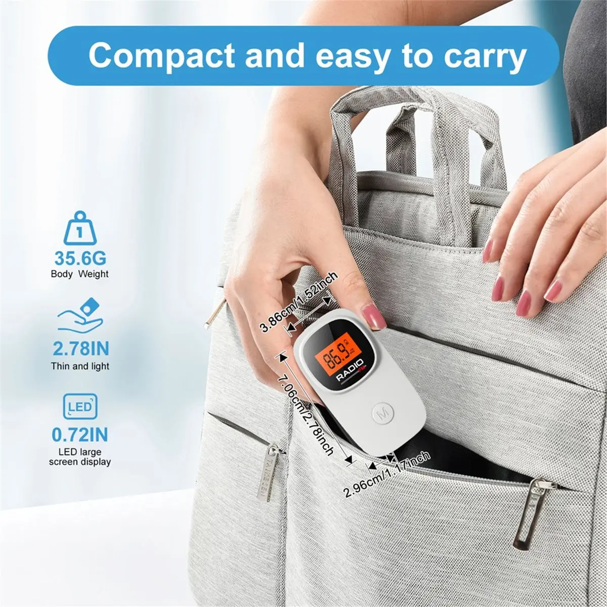 DT81 Mini Pocket FM Radio with Clip Digital Tuning Battery Radio with Earphone for Walking/Jogging on-the-Go Listening