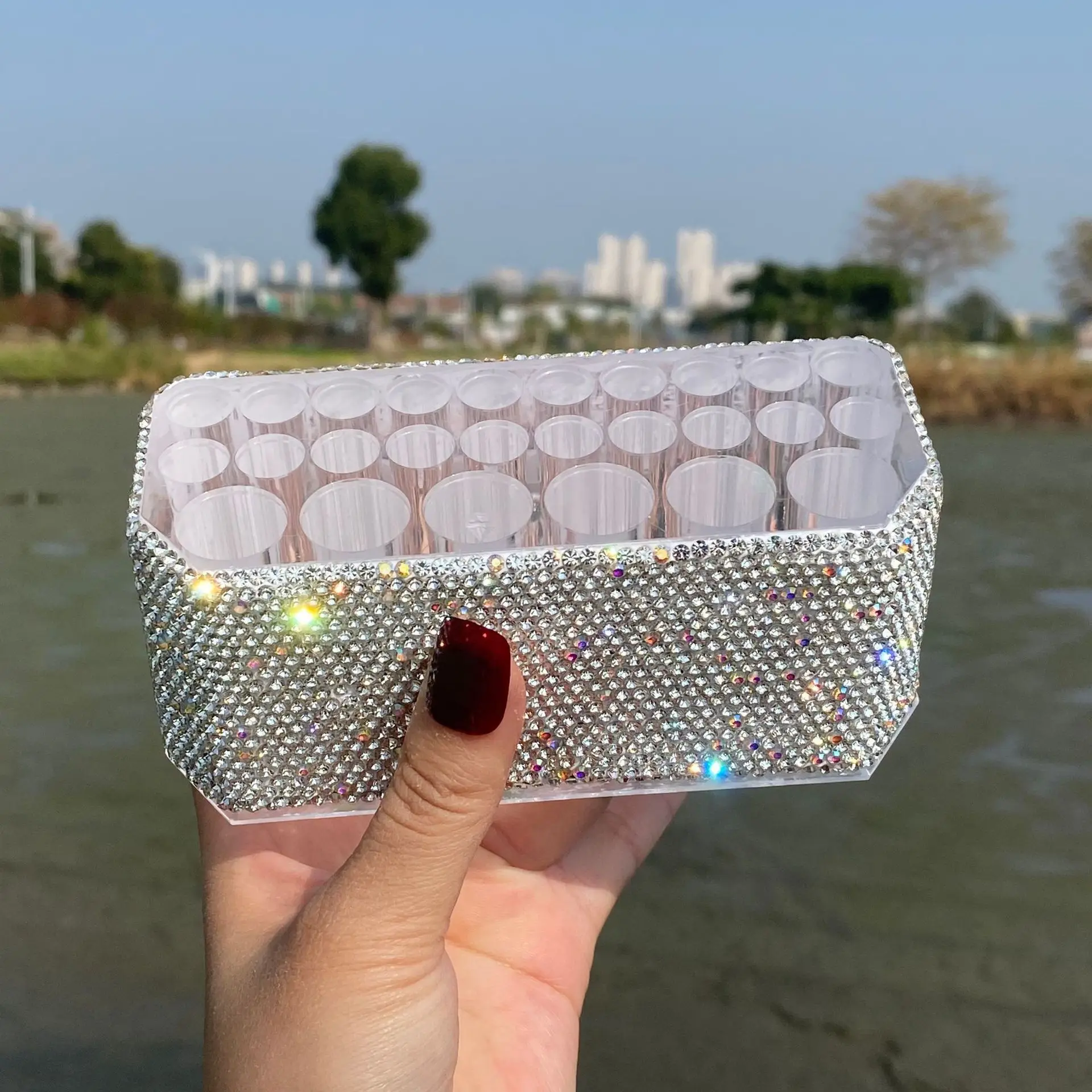 

Акриловый органайзер для макияжа с 26 отверстиями, коробка для хранения кистей, подводка для глаз, карандаш для бровей, держатель для теней для век для ювелиров